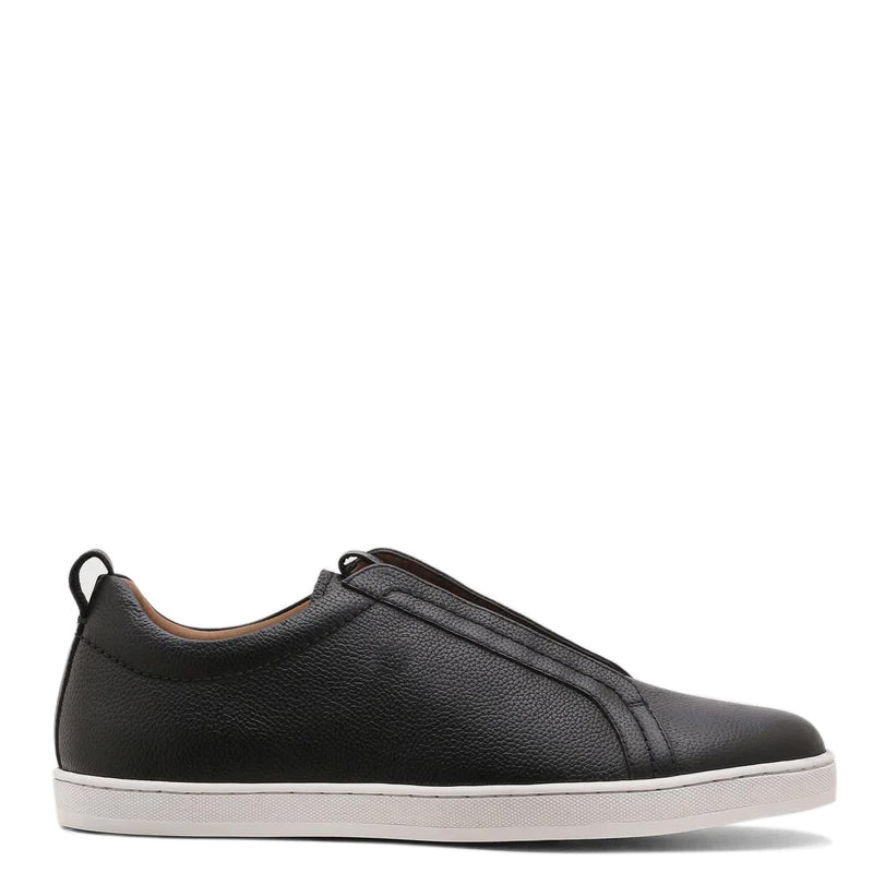 Men Textured Leather Slip On Sneakers