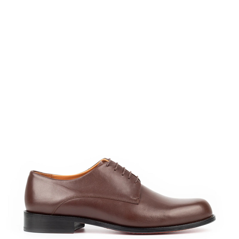 Polished Plain Italian Leather Derby Shoe Blue