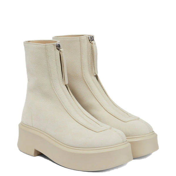 Premium Leather Row Zipped Front Ankle Boot