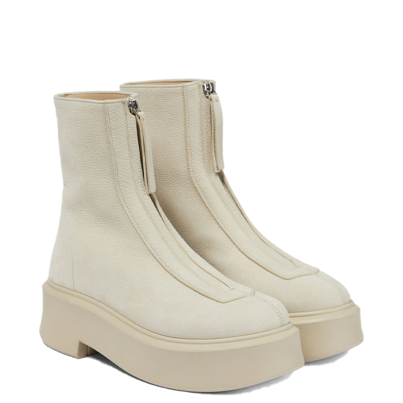 Premium Leather Row Zipped Front Ankle Beach Boot