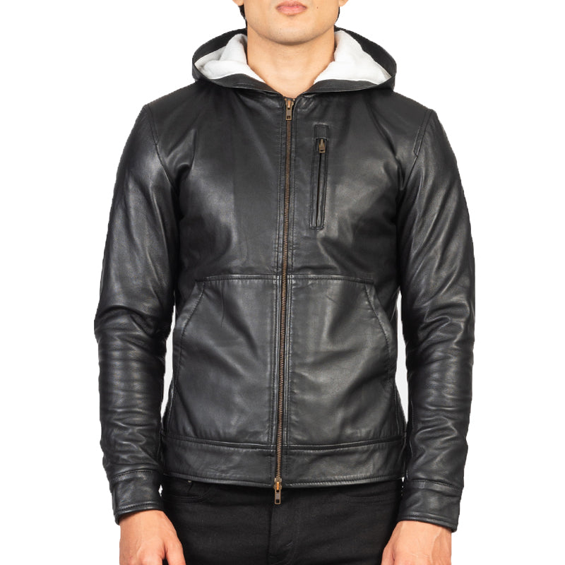 Canna Hooded Leather Bomber Jacket