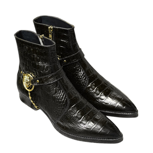 Croco Side Buckle Chelsea Boots