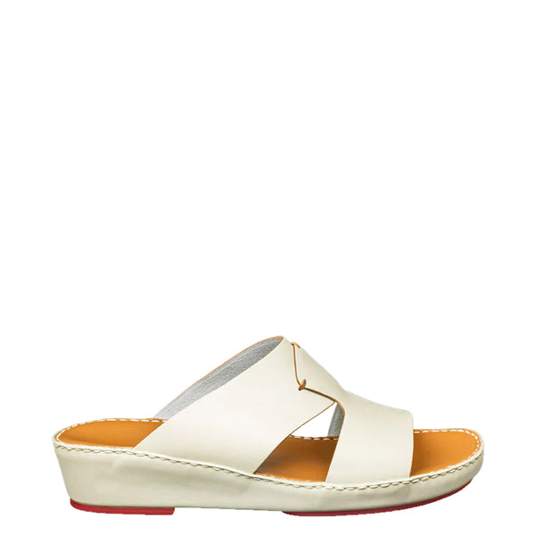 Accented Slip On Comfort Arabic Sandal - White