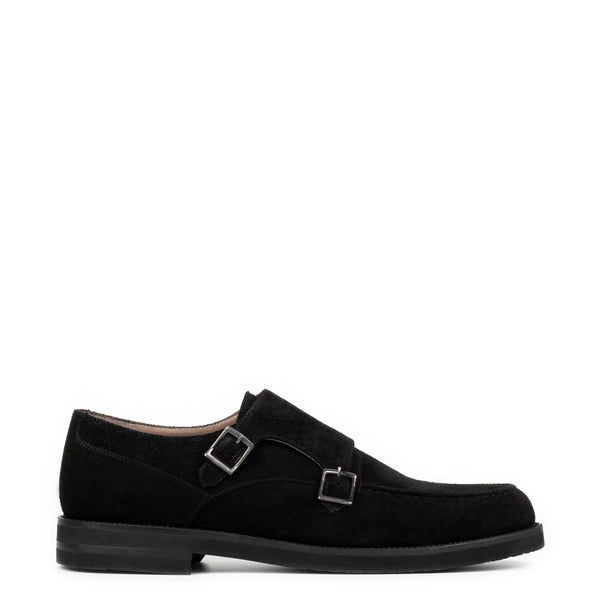 Men Suede Leather Double Monk Straps Tan Shoe