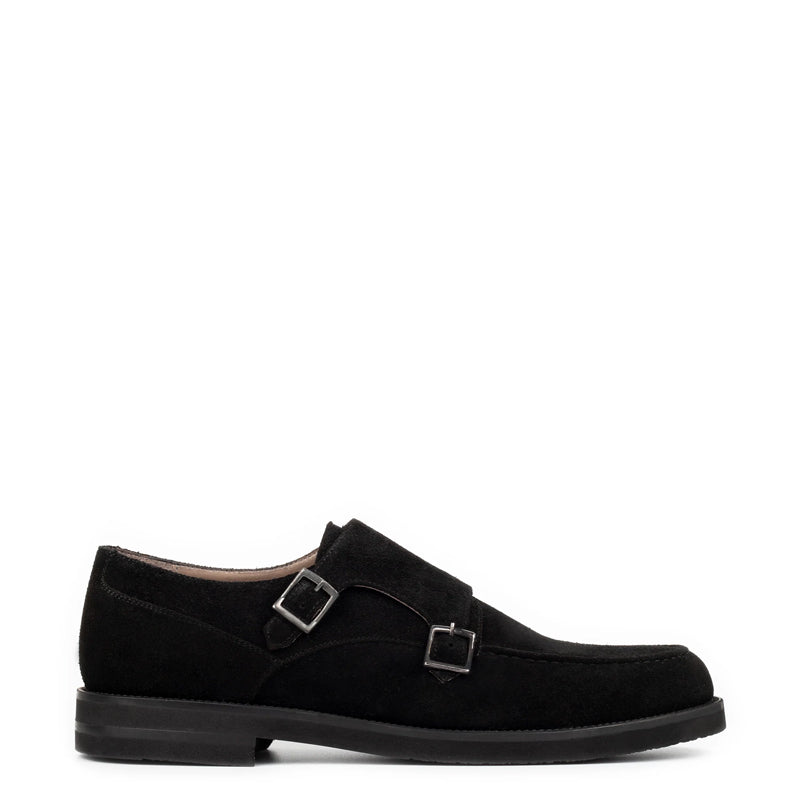 Men Suede Leather Double Monk Straps Shoes