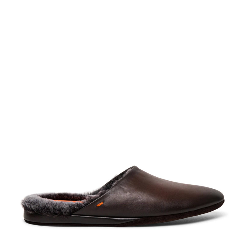 Men Polished Leather Slippers