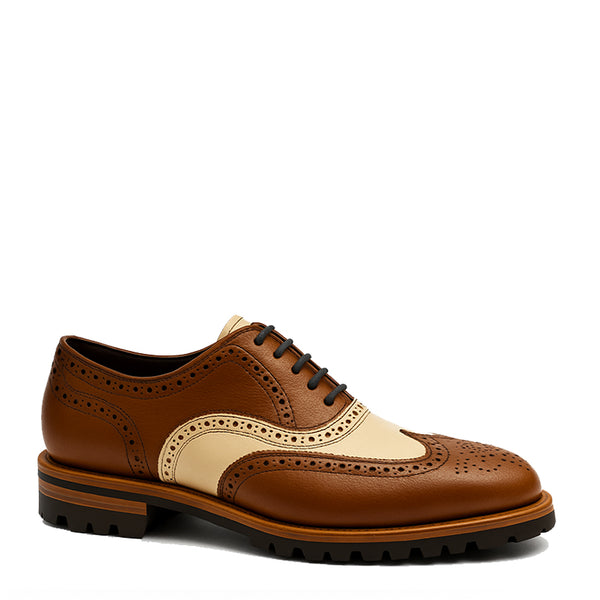 Men s Luxury Two Tone Laceup Oxford Shoes with Brogue Detailing