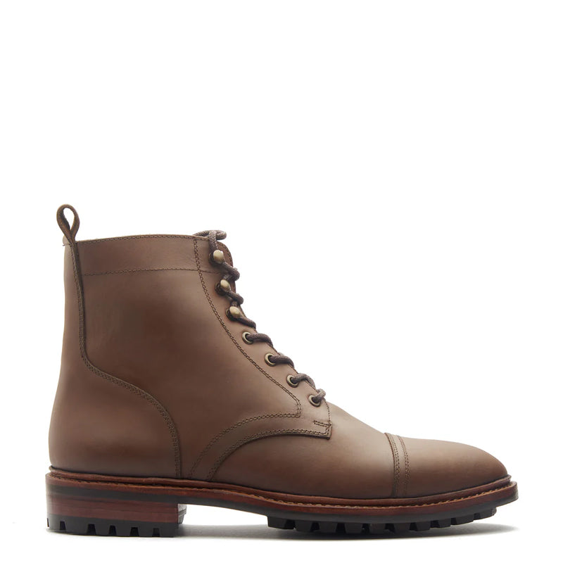 Premium Leather Lace-Up Cap-Toe Derby Boots