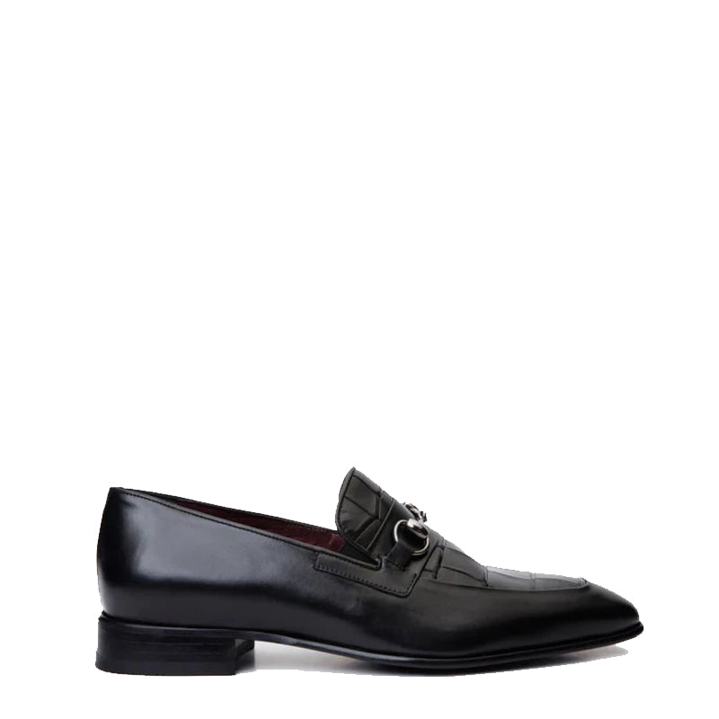 Black Men's Leather Slip On Shoe