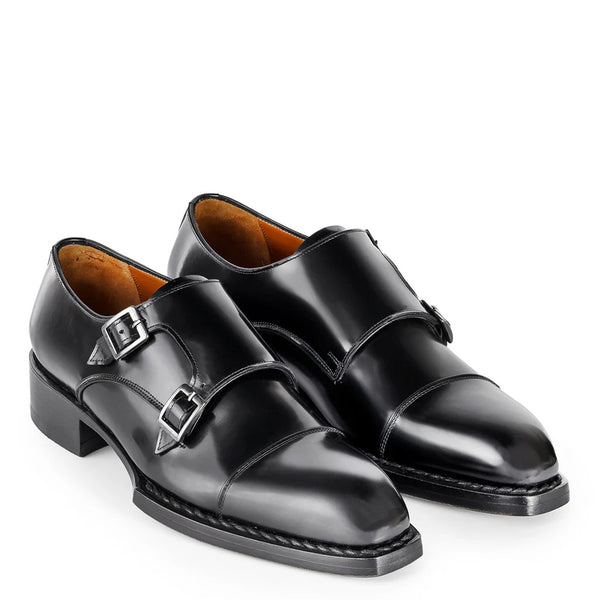 Men Cap Toe Leather Double MonkStraps Shoes