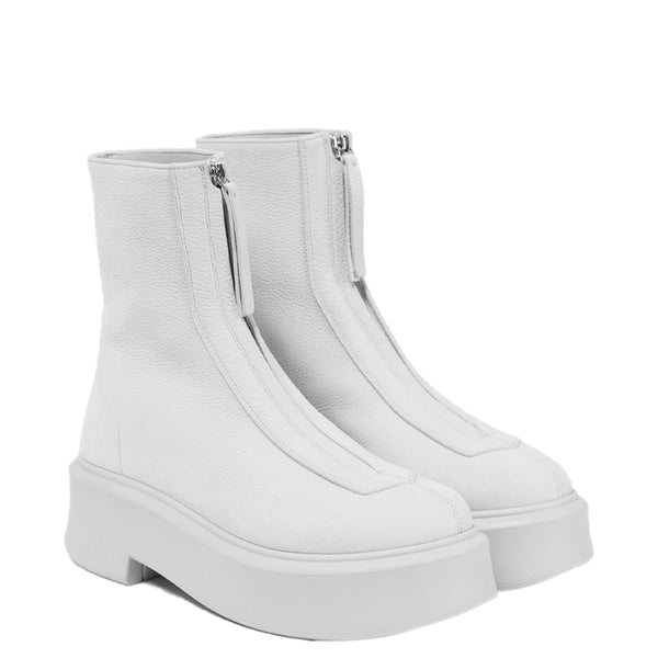 Premium Leather Row Zipped Front Ankle Boot