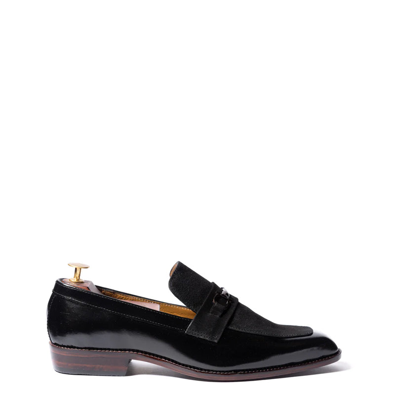 Men Suede Upper Horsebit Buckled Leather Loafer