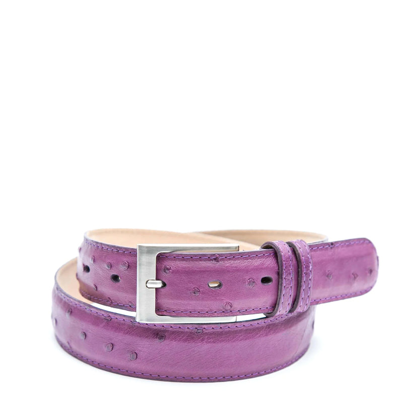 Men Ostrich Print Leather Belt