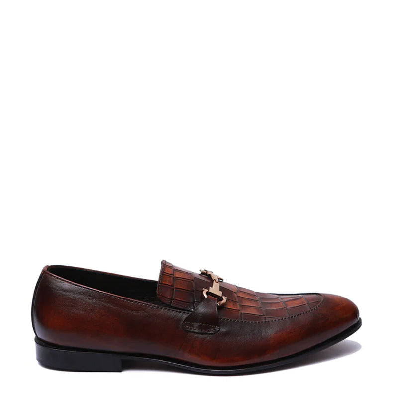 Croc Handmade Leather Loafers With Buckled