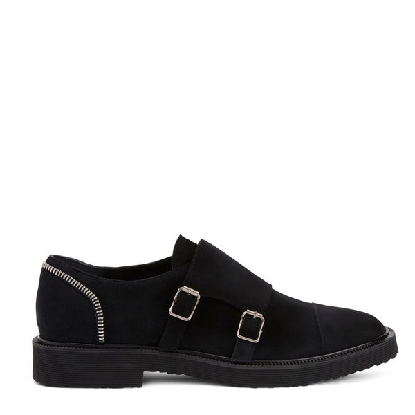 Monk Steep zip trimmed Suede Monk Strap Shoe