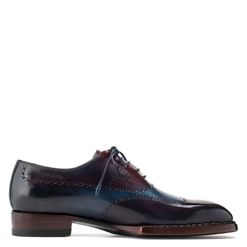 Men Solid Leather Wingtip Oxford Shoes