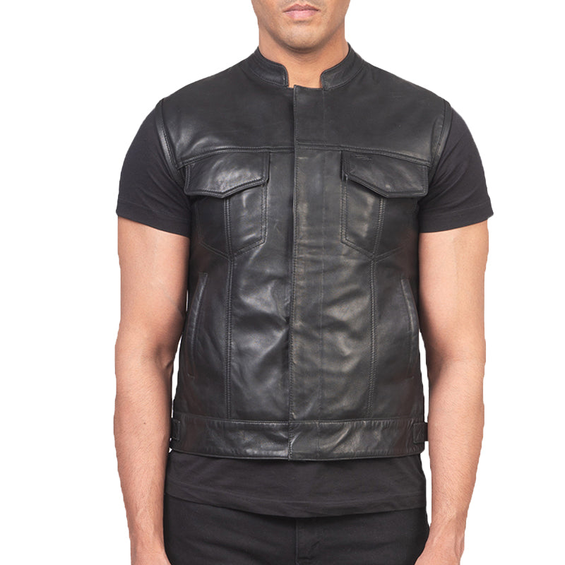 Atlas Moto Leather Vest For Men