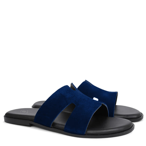 Suede H Style Slip On - Blue