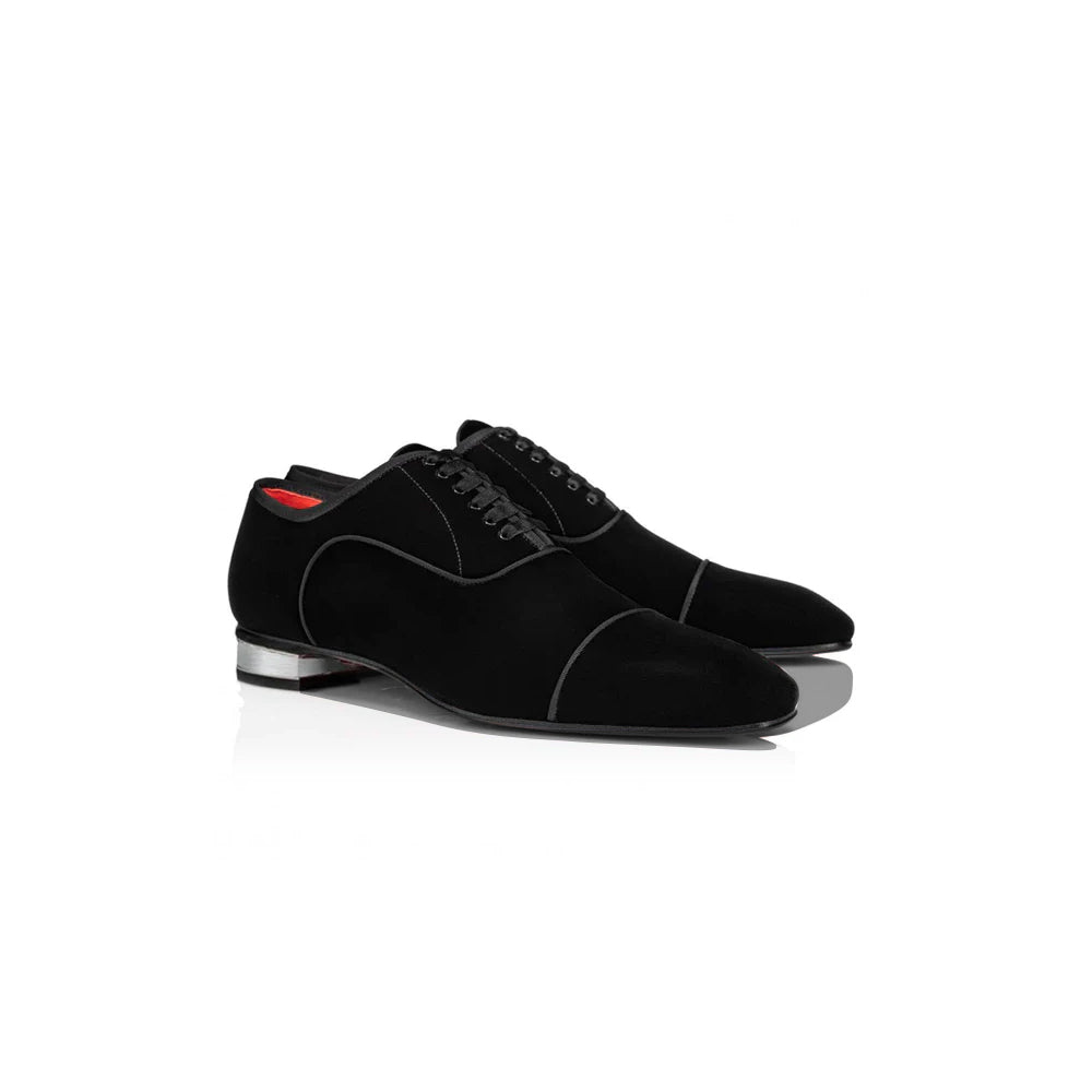 Luxury Black Suede Velvet Oxford Lace-up
