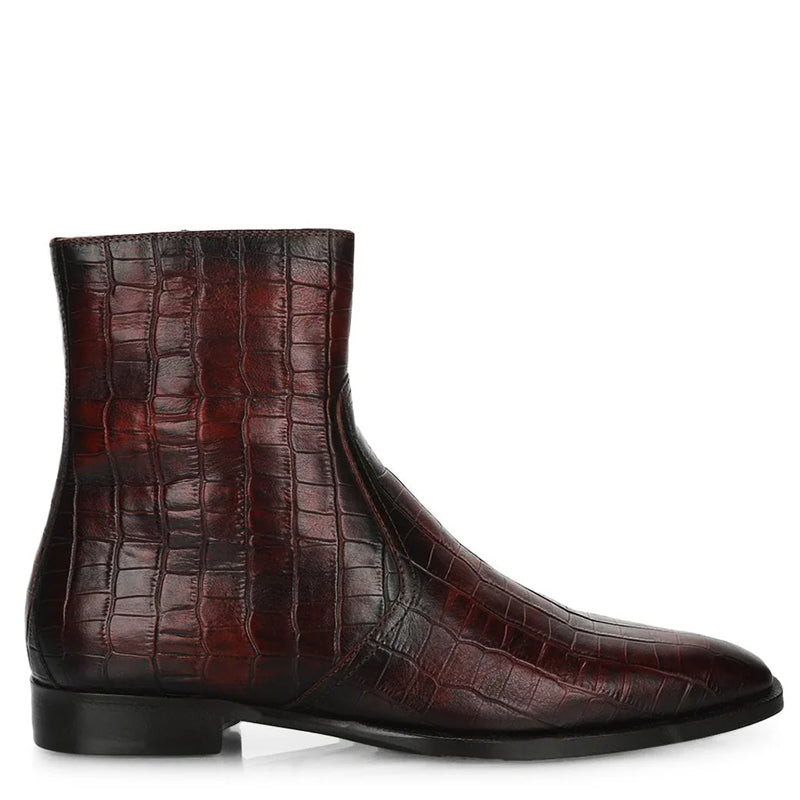 Croco Embossed Leather High Chelsea Boots