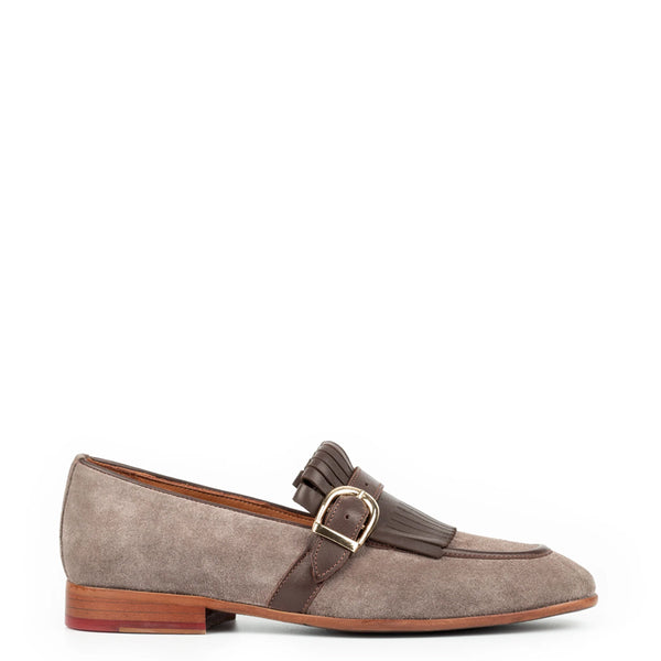 Suede Handmade Leather Single Monk Straps Shoe