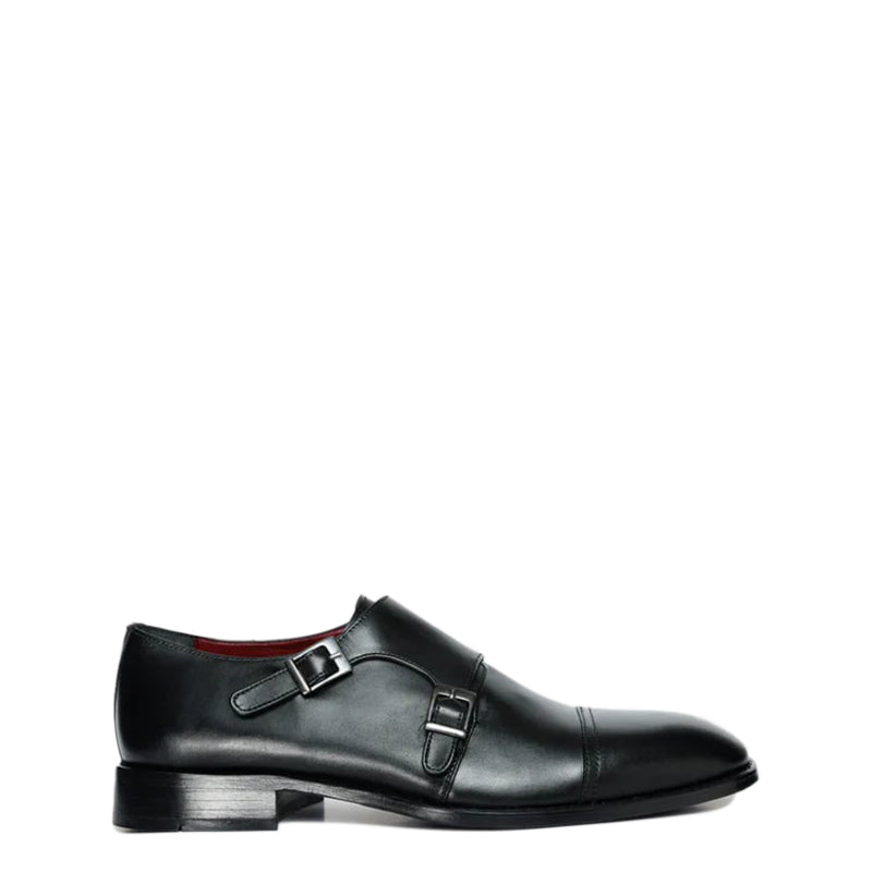 Leather Cap Toe Double Monk Strap Men Shoe