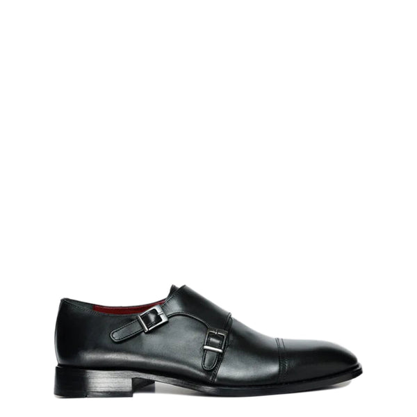 Leather Cap Toe Double Monk Strap Men Shoe