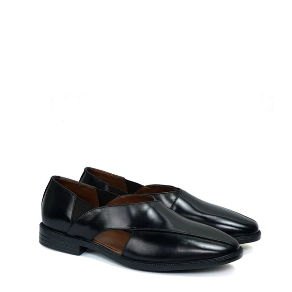 Leather Cross Strap Slip On Comfort Peshawari Sandal