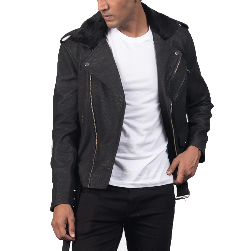 Furton Leather Biker Jacket For Men