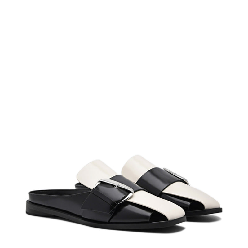 Calf Leather Buckle Mules