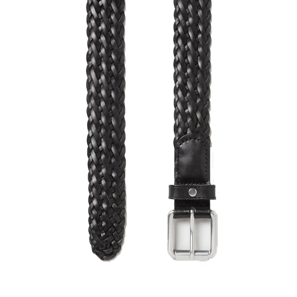 Men Pliancy Leather Braided Belt - Black