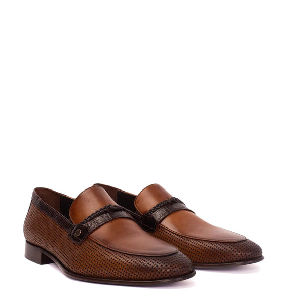 Cavarra Leather Loafer Men Shoes - Brown