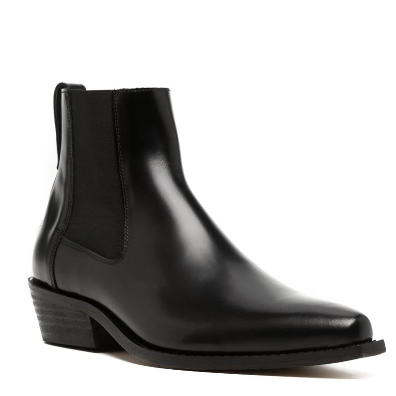 Cyphre Pointed Black Chelsea Leather Boots