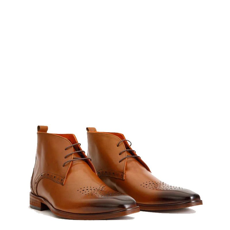 Dessalines Black Leather Chukka Brogue Boot for Men