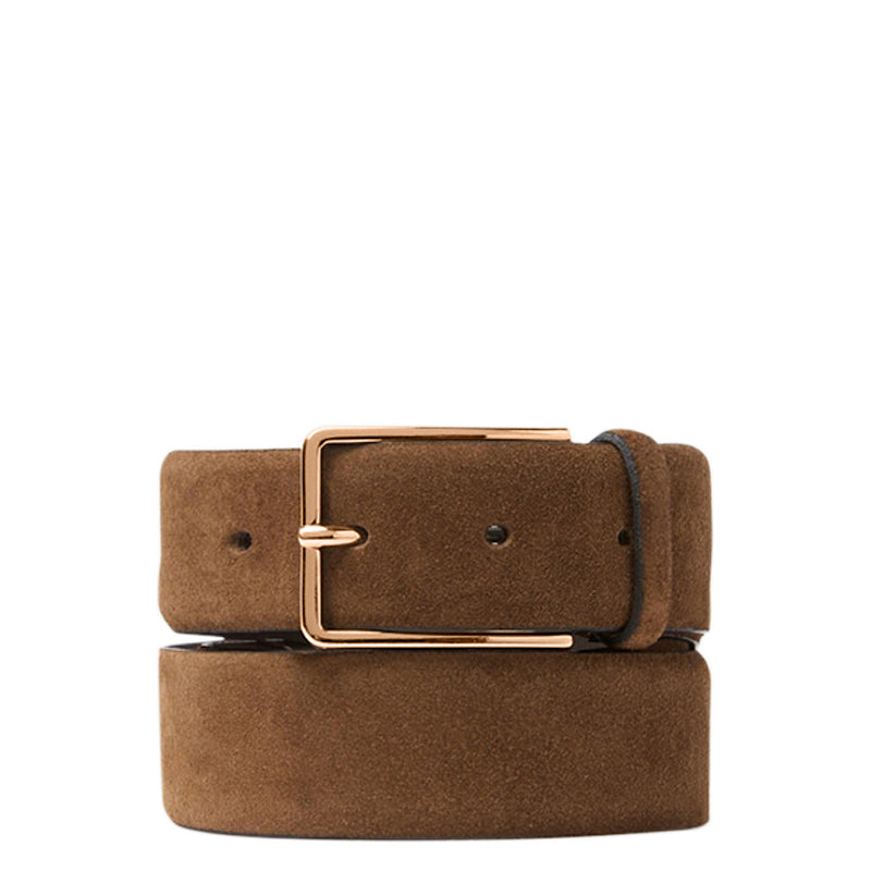 Men Suede Cognac Leather Belt
