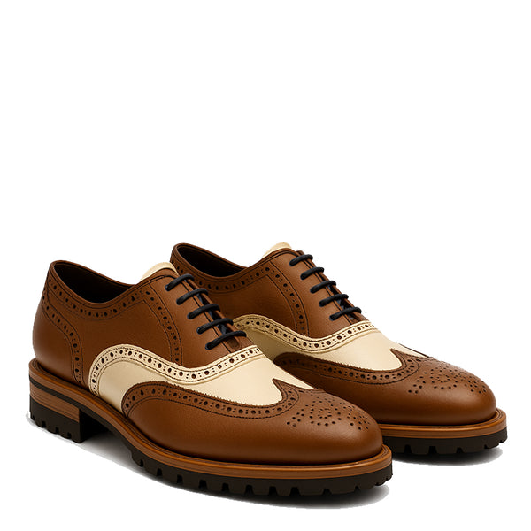 Men s Luxury Two Tone Laceup Oxford Shoes with Brogue Detailing
