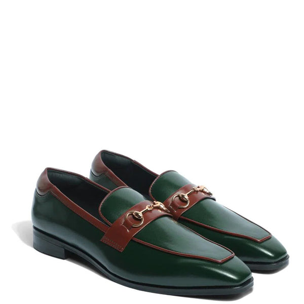 Men Slip On Leather Horsbit Buckled Loafer