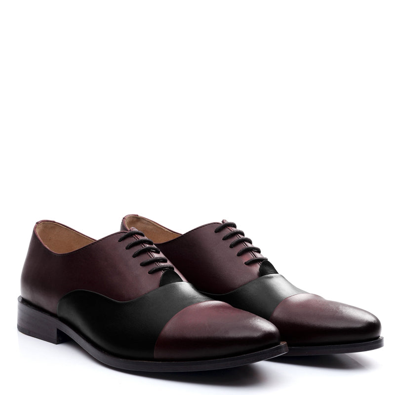 Premium Toe Cap Leather Oxford Shoe Brown and Tan For Men