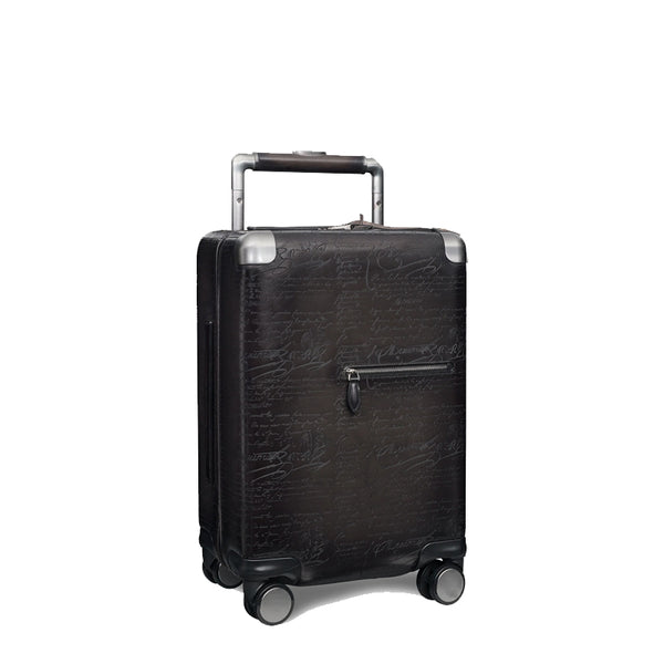 Luxury Eel Leather Trolley Case - Black