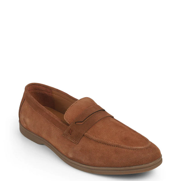 Men Suede Casual Leather Penny Tan Loafer - Tan