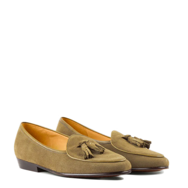 Classic Design Suede Leather Tassel Yellow Loafer - Yellow
