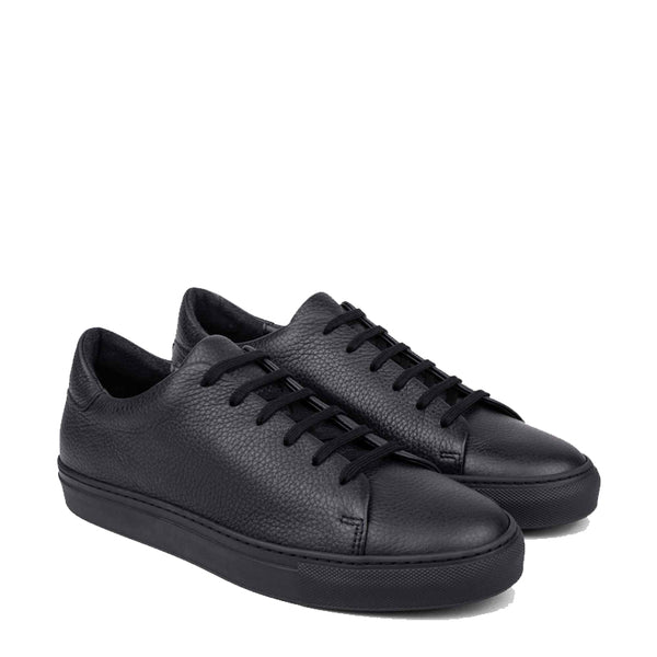 Vegan Leather Low Top Sneakers - Black