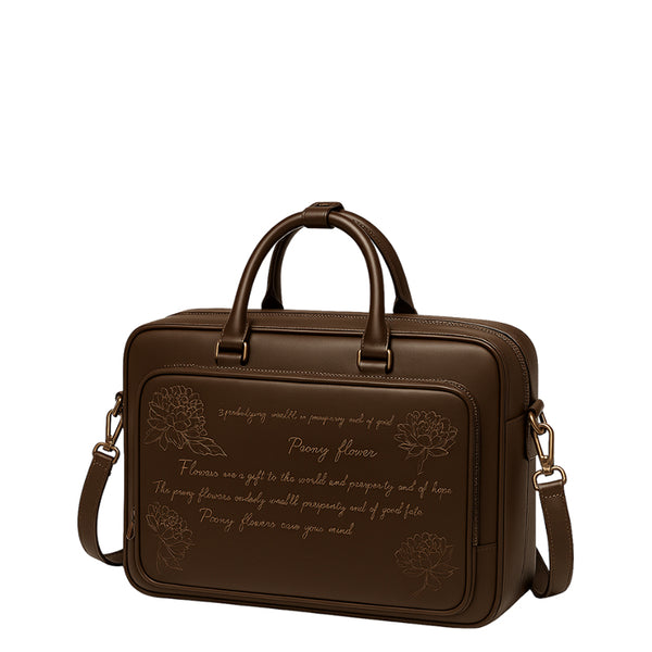 Italian Tan Men s Printed Leather Laptop Bag