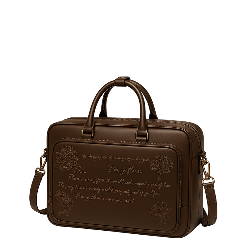 Italian Blue Men's Printed Leather Laptop Bag