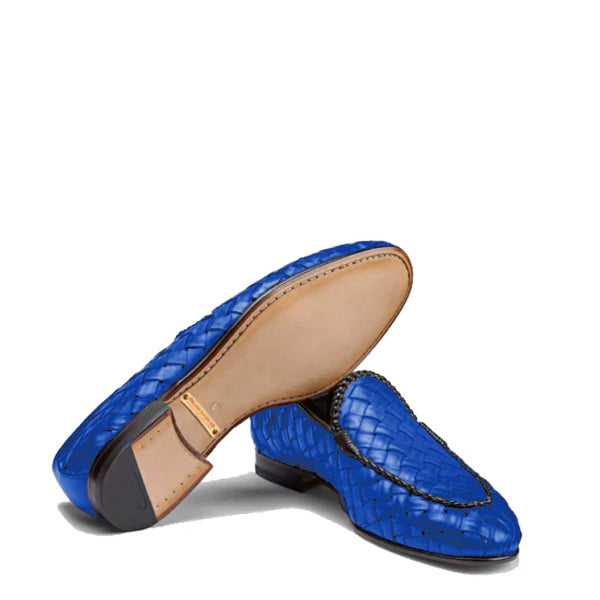 Blue Weaved Leather Loafer