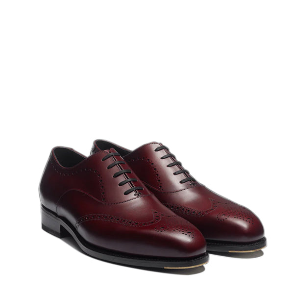 Classic Design Polished Leather Formal Oxford Shoes - Burgundy