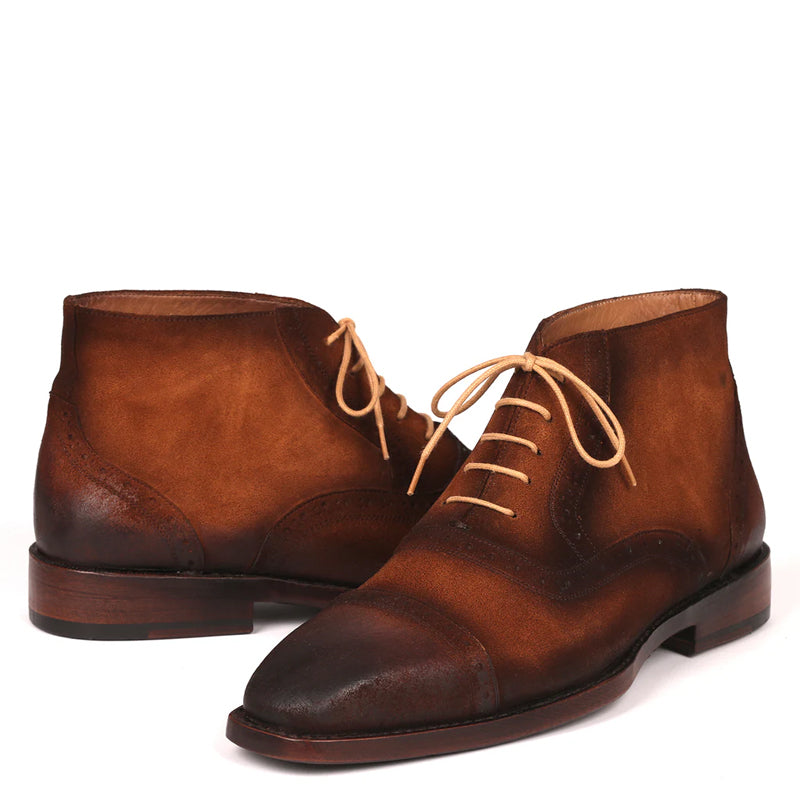 Antique Suede Lace Up Cap Toe Ankle Boots