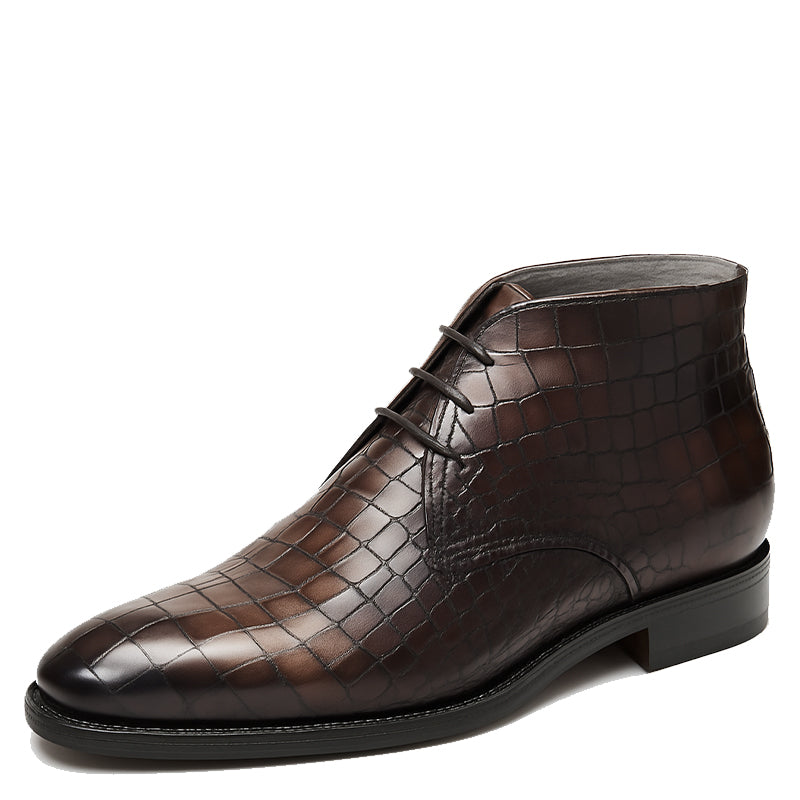 Mens Croco Leather Chukka Boots