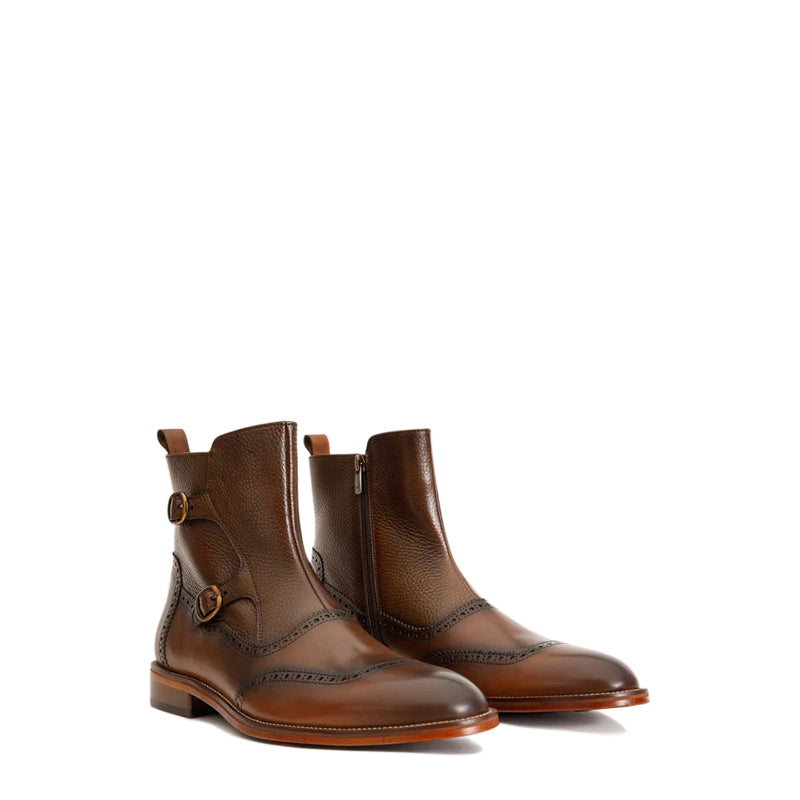 Leather Double Buckle Men Shoe