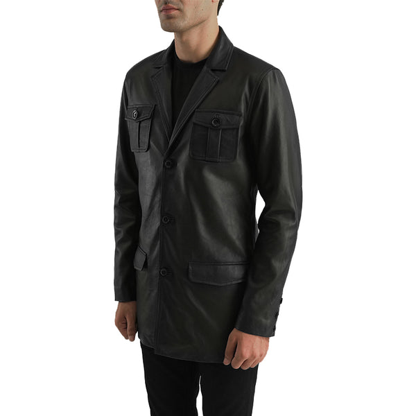 Voxen Leather Blazer - Black